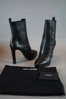 NUEVO EN CAJA Botas Chelsea YSL Saint Laurent Hall 105 para Mujer talla 40.5 Tacones de Cuero Negro Foto 1 de 4