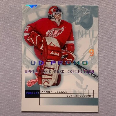 Manny Legace Curtis Joseph 2002-03 Upper Deck Mask Collection Promo MISCUT - Image 1 of 2