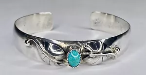 Vintage Sterling Silver Turquoise Southwest Style Cuff Bracelet Signed JO - Foto 1 di 21