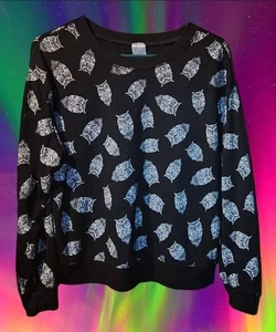 Fun Moody Girls Nobo Owl Sweatshirt Juniors Sz LG Excellent Condition! Halloween - Picture 1 of 3