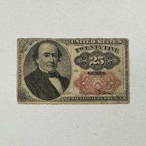 1874 25C ROBERT WALKER TWENTY FIVE CENTS FRACTIONAL US PAPER CURRENCY SMALL NOTE - Picture 1 of 7