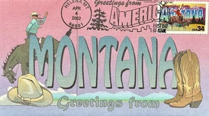 Romp Cachets 3586 Greetings from America Helena Montana Cowboy Hat Boot Horse  - Picture 1 of 1