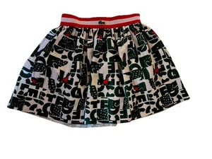 Lacoste Heritage kids all Over Crocodile Print Skirt Green White Red Size 4t - Picture 1 of 6