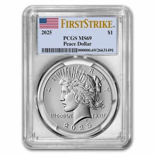 2025 Silver Peace Dollar MS-69 PCGS (FirstStrike) - Picture 1 of 3