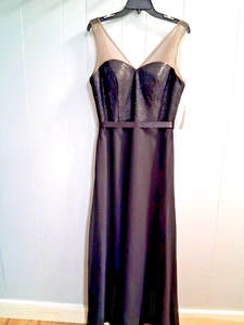 VESTIDO DE DAMA DE HONOR Ashley & Justin nuevo con etiquetas S 14 negro lentejuelas acento top falda negra - Imagen 1 de 16