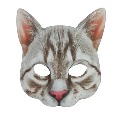 Máscara de gato branco animal impressão digital Masquerade - Imagem 1 de 2