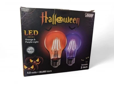 Feit Electric Halloween LED Orange & Purple Dimmable A19 4.5w Light Bulbs - Image 1 of 4