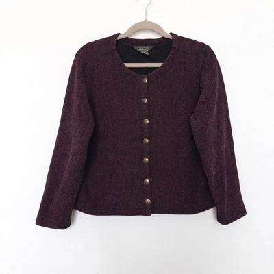 VTG L.L. Bean Womens Cardigan Sweater Size M Burgundy Preppy 90s Cottage Cabin - Image 1 of 4