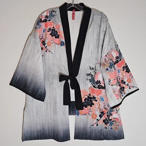 Chaqueta IC by Connie K Mujer XL Multicolor Kimono Arte Asiático para Usar Corbata Frontal - Imagen 1 de 15