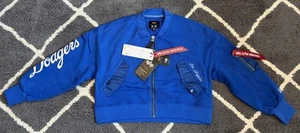 New Era Alpha Industries MLB LA Los Angeles Dodgers Cropped Bomber Jacket w/tags - Picture 1 of 12
