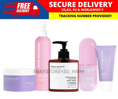 Grace and Glow (NUEVO) PAQUETE 5 EN 1 Jabón Corporal Suero Desodorante Exfoliante Niebla para el Cabello Foto 1 de 4
