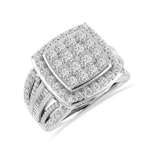 Womens Bridal Wedding Ring 2.00 Cttw Natural Diamond Cluster Ring in 10K Gold - Picture 1 of 6