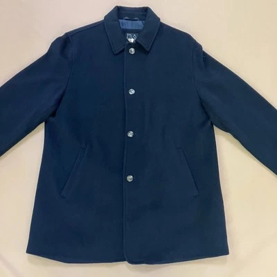 Jos A Bank Mens Overcoat Wool Cashmere Blend Large Navy Blue Business Career - Image 1 of 4