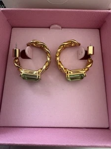 Swarovski Millenia Green & Gold Hoop Earrings Worn Once - Picture 1 of 6