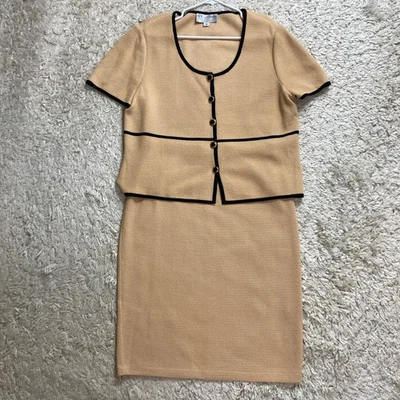 St John Collection Marie Gray 2 Piece Set Knit Cardigan Size 14 Skirt Size 10 - Image 1 of 4