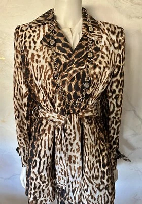 Designer Anne Klein Leopard Print Lined Women’s Jacket or Dress With Belt Size 8 - Image 1 of 4