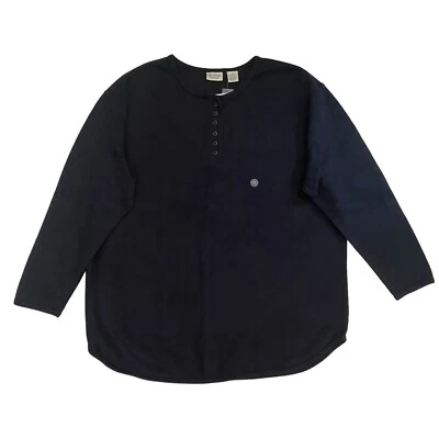 Nuevo con etiquetas Top Crossroads para mujer 1X tejido térmico negro manga larga tejido gofre Henley Foto 1 de 4