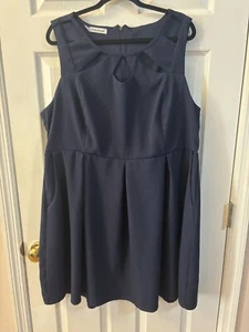 Maurices Navy Dress Size 3X Knee/Mid-calf Sleeveless Cutouts Stretch - Picture 1 of 4