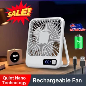 Rechargeable Cooling Desk Fan Portable USB Mini Travel Small Quiet 5 Speed AU - Picture 1 of 24