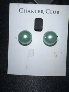 Charter Club Imitation Pearl Stud Women's Earrings, Aqua - Picture 1 of 3