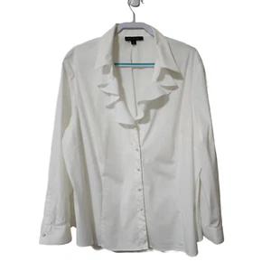 Camisa con volantes abotonados Lafayette 148 para mujer manga larga blanco roto talla 24 - Imagen 1 de 9
