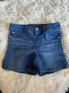 DKNY Girls Shorts Blue Denim Silver Sequins Size 7 - Picture 1 of 5