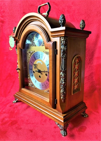 Nice Old Vintage Schmeckenbecher Westminster Chime Large Walnut Bracket Clock Cover
