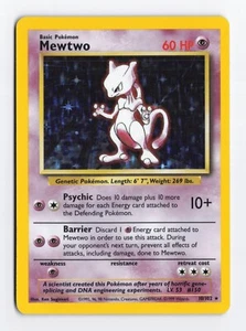 Mewtwo 10/102 Conjunto Base Ilimitado Holo Raro WoTC Tarjeta Pokémon TCG MP - Imagen 1 de 2