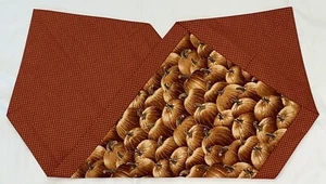 Fall Halloween Table Runner Pumpkin Orange Gold Polka Dot Reversible 39"L 15”W - Picture 1 of 5