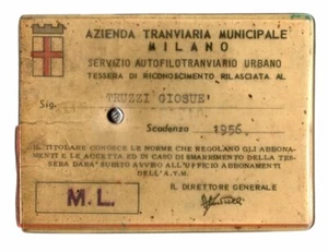   ATM  MILANO  TESSERA  1956  ABBONAMENTO   RETE INTERA  FILO-TRANVIARIO  - Imagen 1 de 2