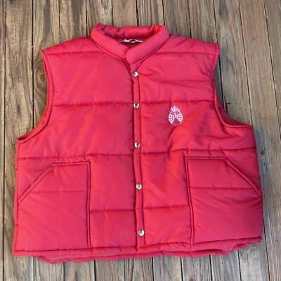 Chaleco acolchado XXL Swingster vintage años 70 80 para hombre rojo a presión bolsillos de invierno hecho en EE. UU. Foto 1 de 4