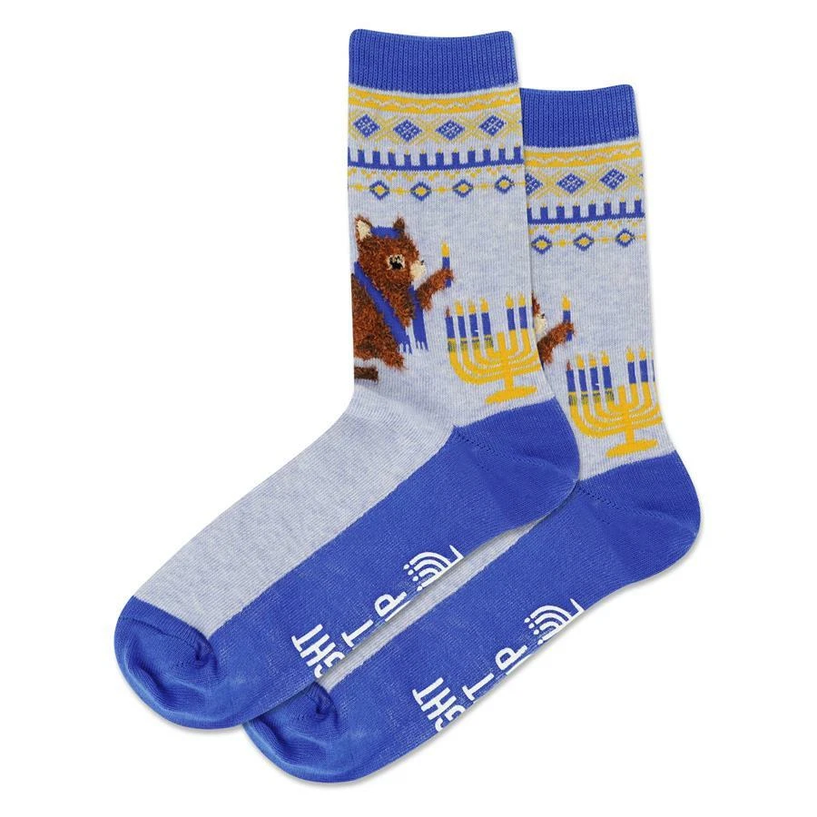 Menorah Gato Antideslizante Para Mujer Calcetines Redondos Azul Hot Sox Vela de Vacaciones Moda Nuevos Foto 1 de 1