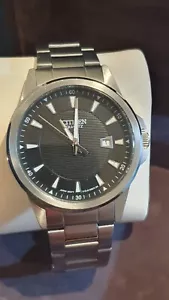Citizen Quartz S/Steel Black Dial 40mm Gents' Watch with Date. Japan Movement. - Bild 1 von 3