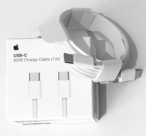 NEW Apple USB-C 60W Charge Cable (1m) Woven Braided White MQKJ3AM/A ON - Picture 1 of 5