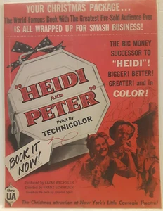 Anuncio impreso original vintage de comercio de películas de Heidi and Peter 1955 - Imagen 1 de 1