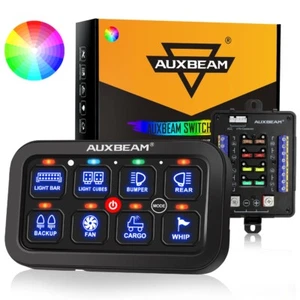 AUXBEAM RB-80 RGB 8 Gang Switch Panel Relay System for Jeep Chevy Truck ATV UTV - Picture 1 of 12