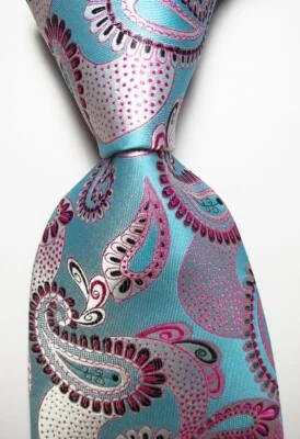 Nueva Corbata Clásica Paisley Azul Gris Rojo TEJIDA JACQUARD Seda Para Hombre Foto 1 de 2