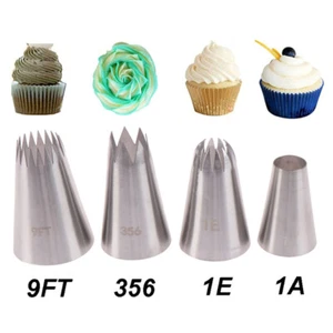 4Pcs Large Icing Piping Nozzles Russian Pastry Tips Baking Tool Cake Decor Se@t@ - Picture 1 of 6
