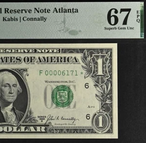 1969B $1 FRN Atlanta Star PMG 67EPQ rare low serial number star 0006171* - Picture 1 of 4