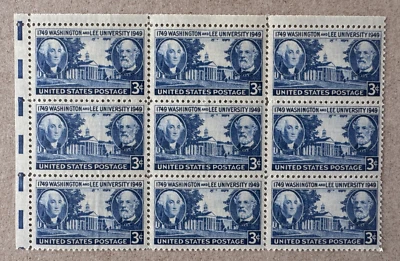 Estampillas de Estados Unidos Scott 982 Washington & Lee edición Univ 1949 3c negro de 9 M/NH frescas Foto 1 de 3