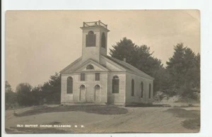 Alte Baptistenkirche Hillsboro New Hampshire Postkarte Echtfoto RPPC Antik NH - Bild 1 von 2