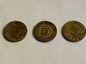 1949 1950 5 Pfennig German Coin Germany Lot of 3 Coins - Picture 1 of 17