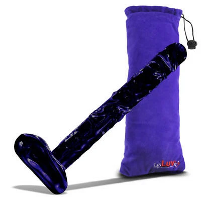 LeLuv Dildo 8 Inch Glass Veiny Shaft with Balls with Premium Padded Pouch - Image 1 of 4