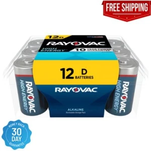 Rayovac High Energy D Batteries (12 Pack), Alkaline D Cell Batteries - Picture 1 of 6