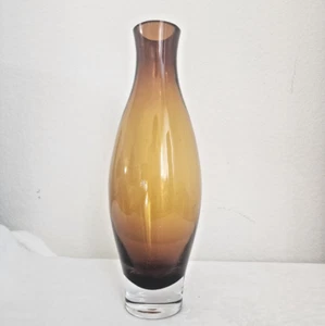 Hand Blown Vase Golden Amber Artland Warsaw Yang Contemporary Design 13” - Picture 1 of 5