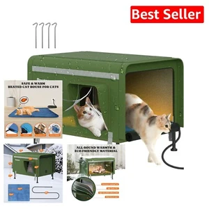Weatherproof Heated Cat House for Stray Cats - Outdoor Insulated Kitty Shelter - Picture 1 of 10
