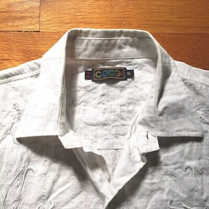 Coogi Australia Shirt Men’s XL Metallic Button Up Short Sleeve Embroidery Floral - Picture 1 of 14