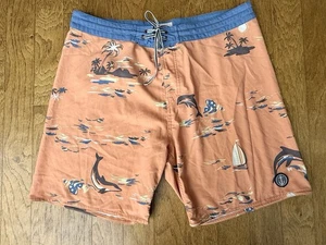 CAPTAIN FIN Mens Tri-Blend Board-Shorts size 34 Orange Ocean Dolphins - Picture 1 of 8