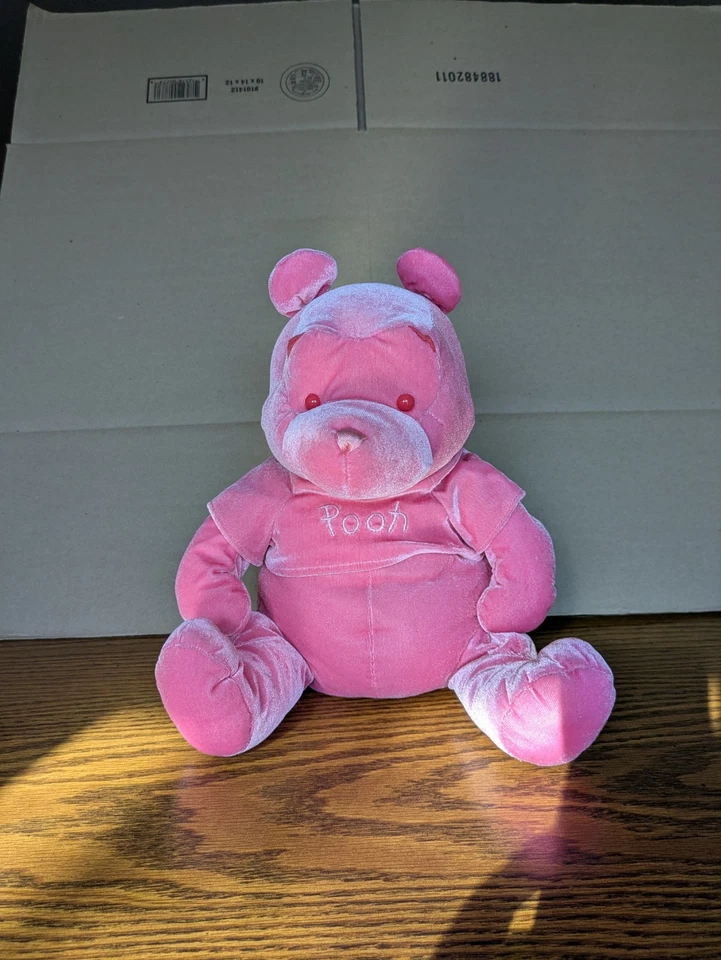 Disney Store Todo Rosa Winnie The Pooh Oso Peluche 11" Terciopelo Dulce Cosquillas Pooh Foto 1 de 4