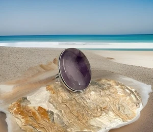 Size 9 Amethyst Gemstone Ring -Sterling Silver 925 plated  - New ! - Bild 1 von 3